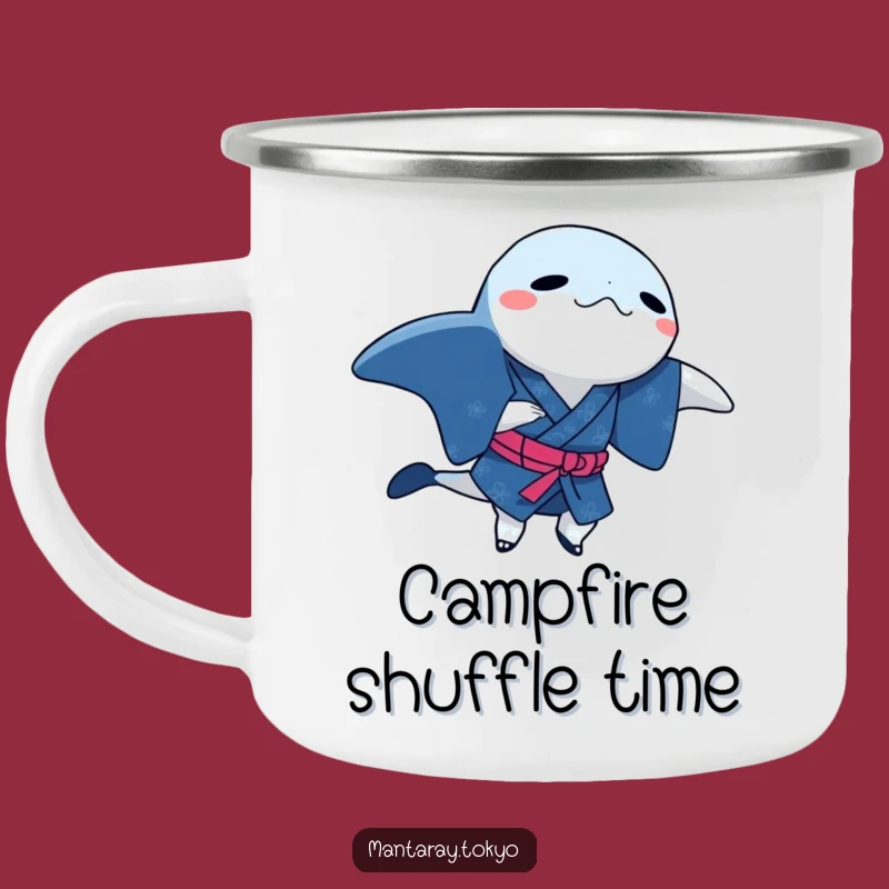 Funny Manta Ray Indigo Kimono Camping Mug: Dancing Step, Outdoor Humorous Gift