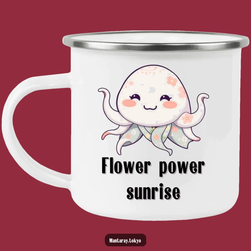 Funny Manta Ray Floral Kimono Camping Mug: Waving Tentacles, Outdoor Humorous Gift