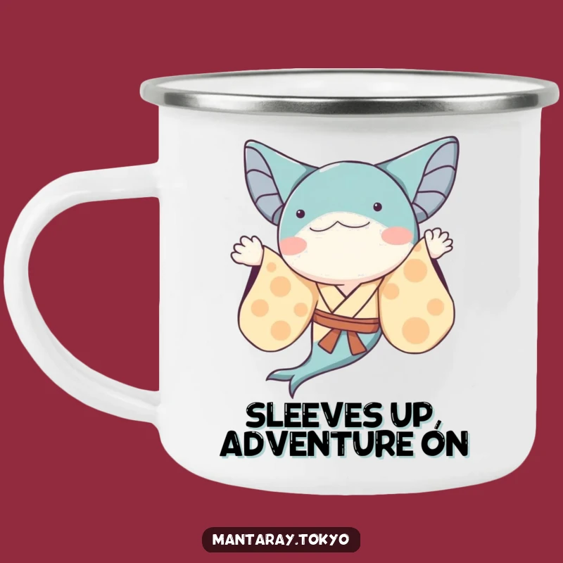 Funny Whimsical Manta Ray Kimono Camping Mug: Flowing Sleeves, Outdoor Humorous Gift