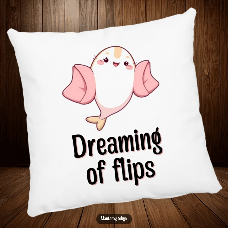 Funny Manta Ray Pillow: Relax with a kawaii manta ray doing a humorous kimono flip, adding comfort and cheer.