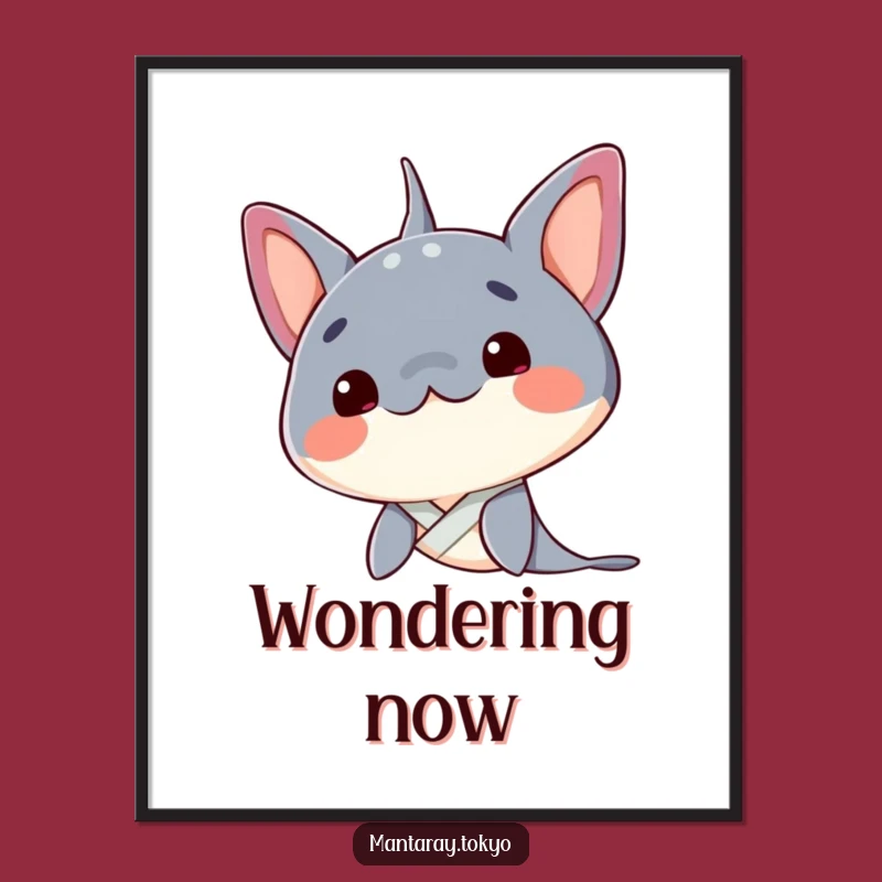 Funny Kawaii Manta Ray Curious Kimono Digital Art - Instant Intellectual Decor