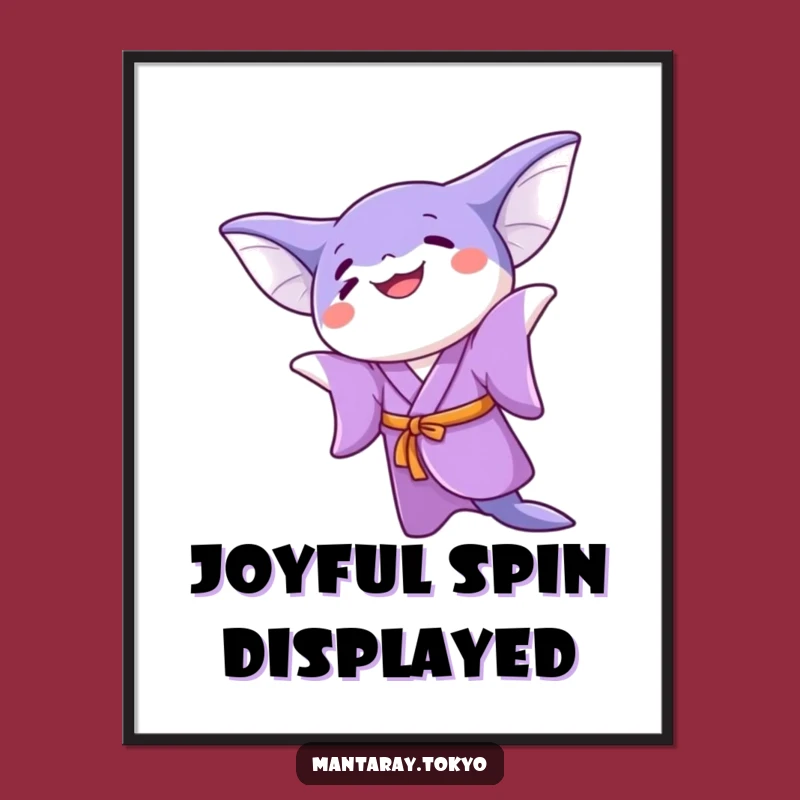 Funny Kawaii Manta Ray Twirling Digital Art: Instant Joyful Download