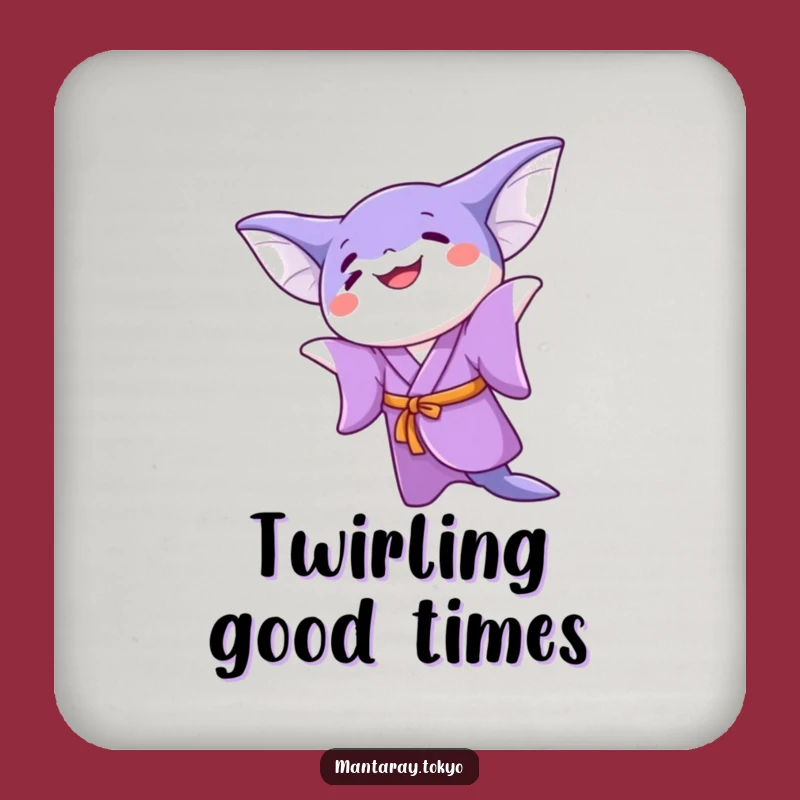 Funny Kawaii Manta Ray Twirling Coasters: Protect Surfaces with Fun