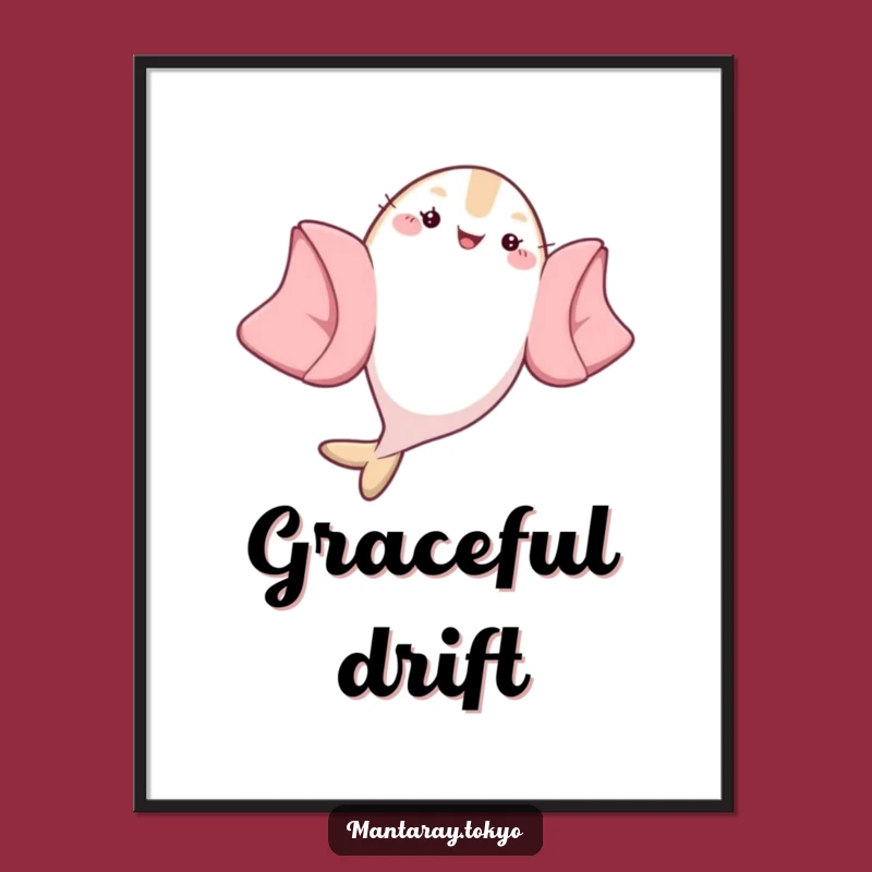 Funny Kawaii Manta Ray Kimono Flip Poster - Whimsical Wall Art Gift
