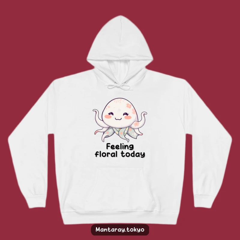 Funny Manta Ray Floral Kimono Hoodie: Waving Tentacles, Cozy Humorous Gift