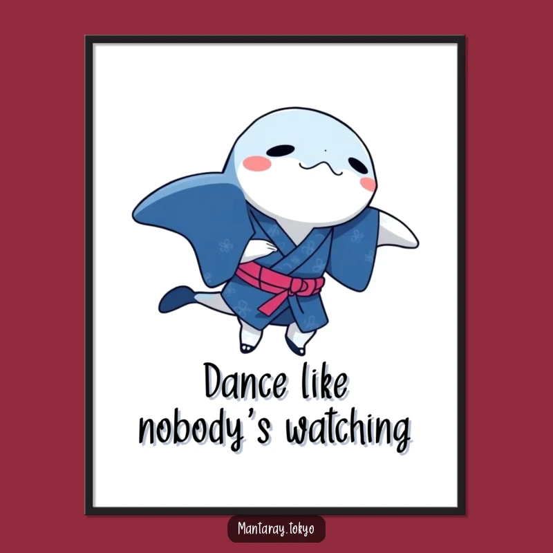 Free Printable Dancing Manta Ray Wall Art: Funny Kimono Downloadable Art Gift