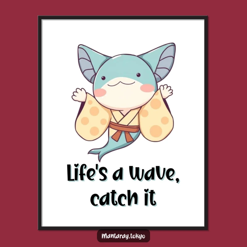 Free Printable Whimsical Manta Ray Wall Art: Funny Kimono Downloadable Art Gift