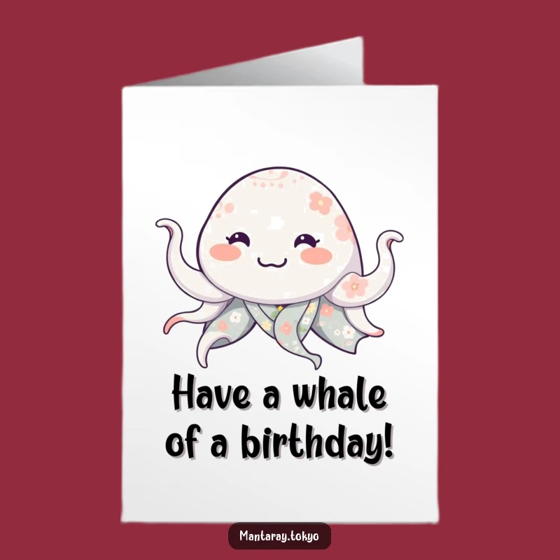 Free Printable Smiling Manta Ray Birthday Card: Funny Kimono Downloadable Gift
