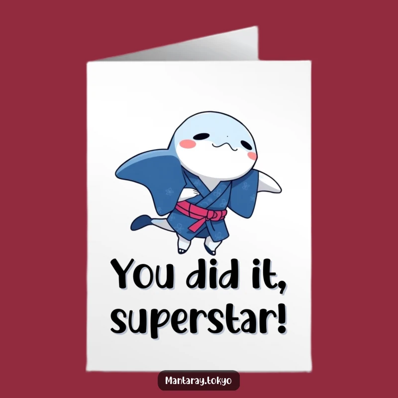 Free Printable Dancing Manta Ray Congrats Card: Funny Kimono Downloadable Gift