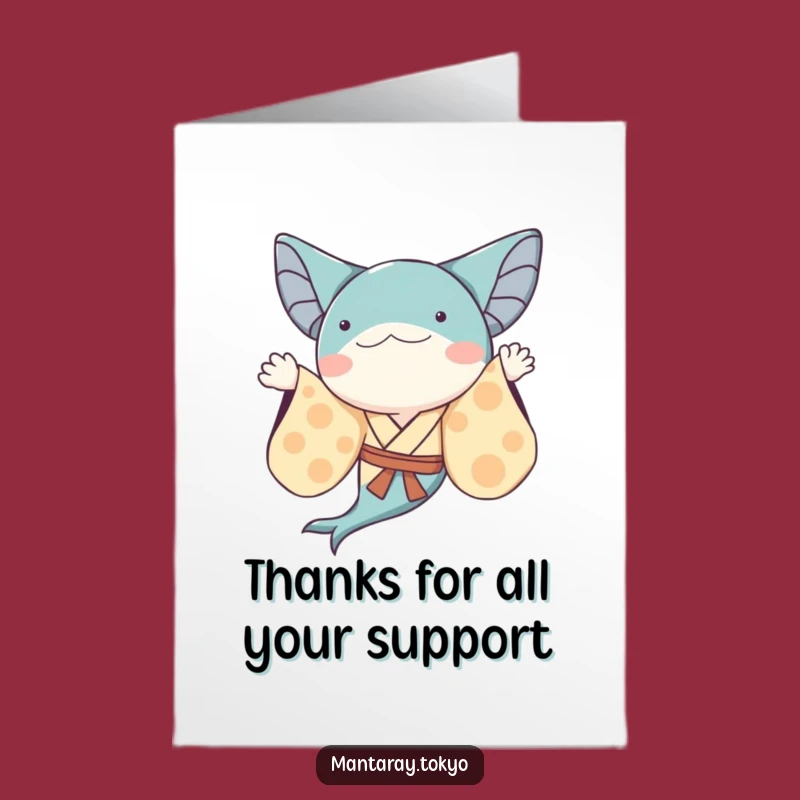 Free Printable Whimsical Manta Ray Thank You Card: Funny Kimono Downloadable Gift
