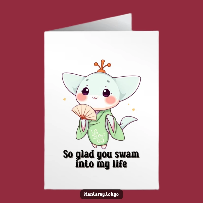 Free Printable Kawaii Manta Ray Kimono Thank You Card - Funny Downloadable