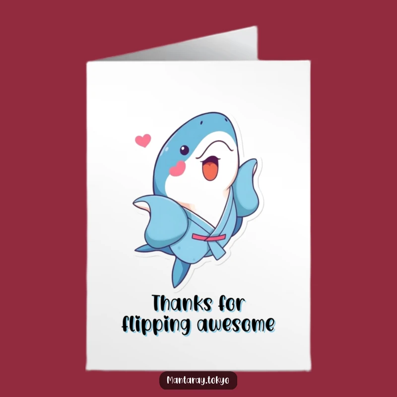 Free Printable Thank You Card: Blue Flip Manta - Fun Downloadable Gift!