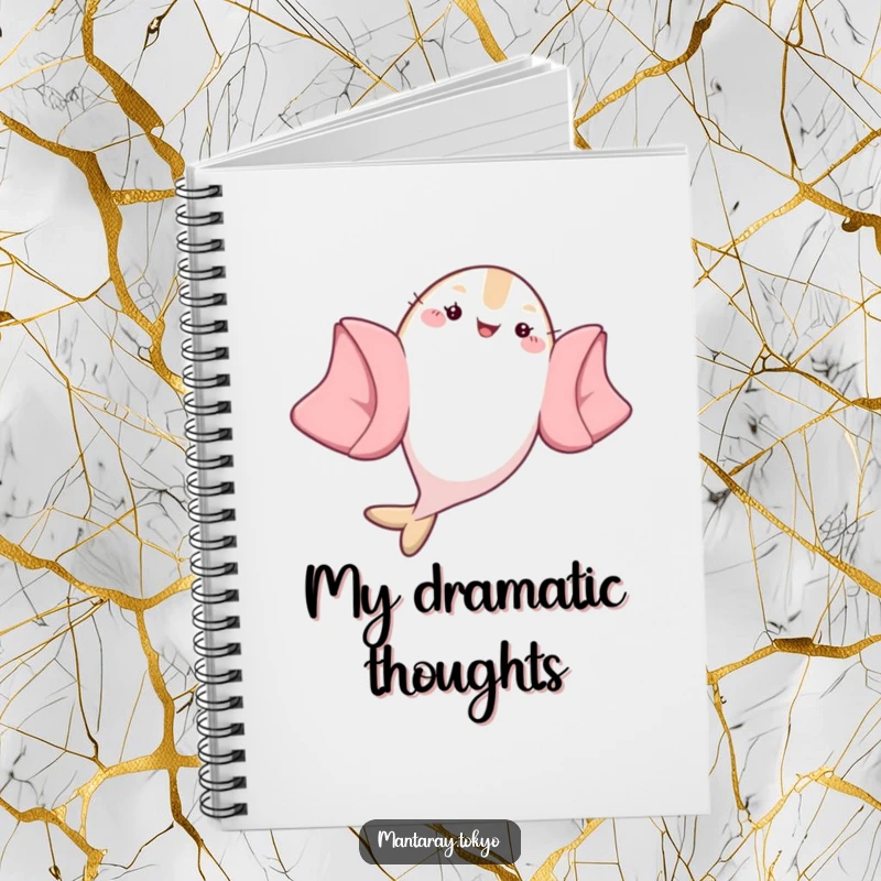 Funny Manta Ray Notebook: A kawaii manta ray in a kimono flip, perfect for jotting down funny thoughts and notes.