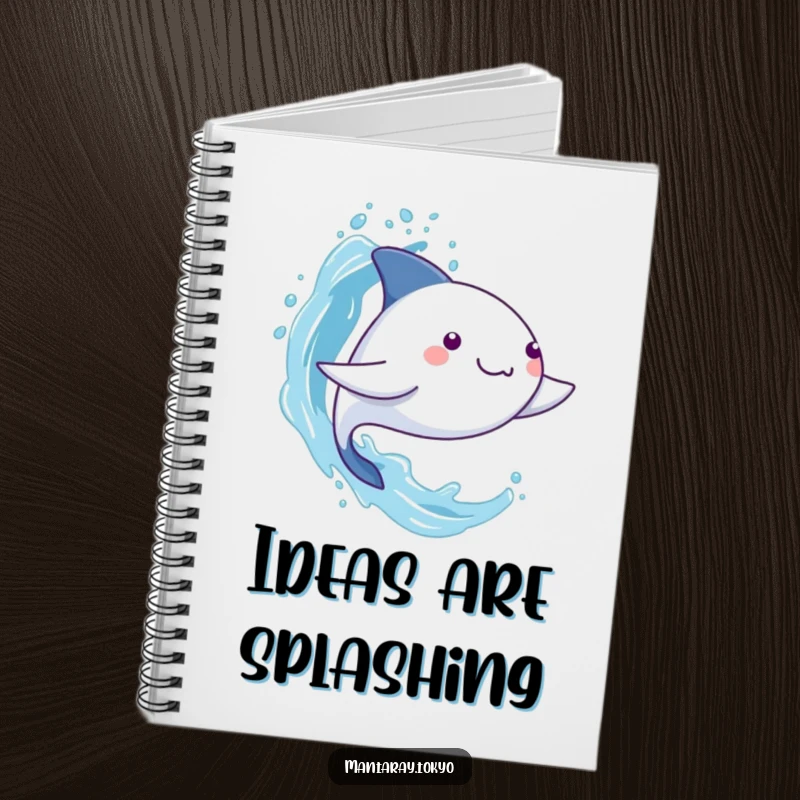 Funny Manta Ray Notebook: A kawaii manta ray splashing stylized water, perfect for jotting down playful thoughts and notes.