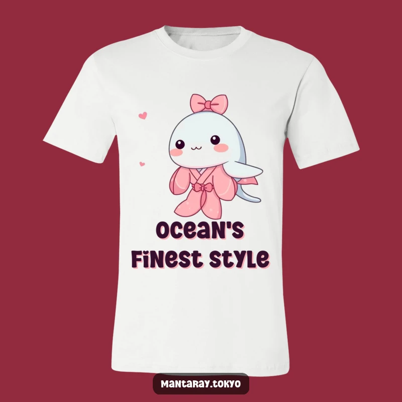 Funny Kawaii Manta Ray T-Shirt: Pink Kimono Swim Tee, Cute Ocean Art, Adorable Funny Gift