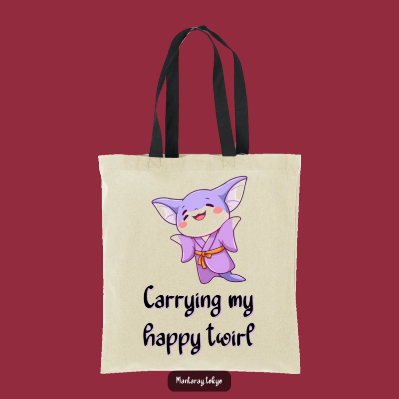 Funny Kawaii Manta Ray Twirling Tote Bag: Carry Your Joy Around